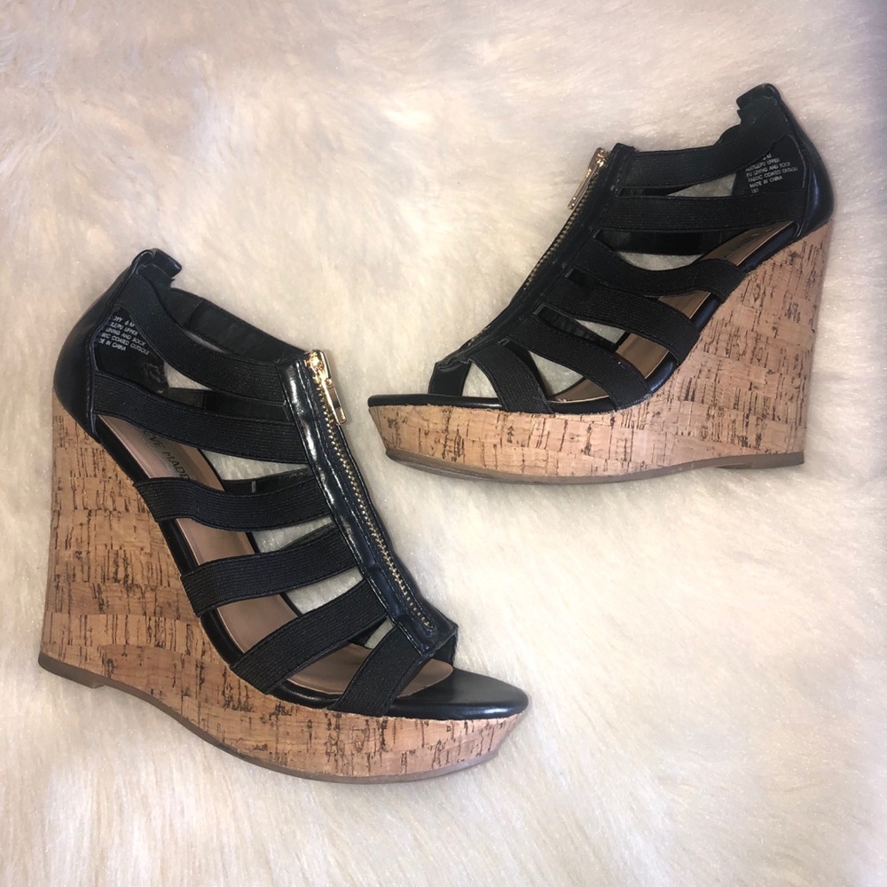 Steve Madden Black Strappy Wedge